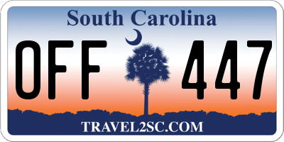 SC license plate OFF447