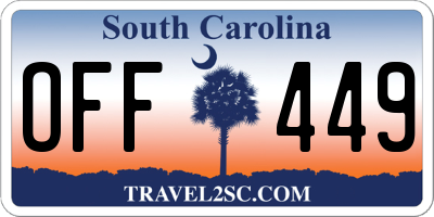SC license plate OFF449