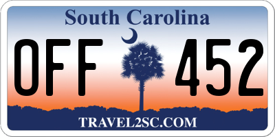 SC license plate OFF452