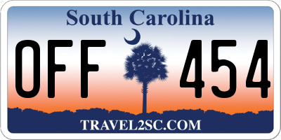 SC license plate OFF454