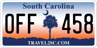 SC license plate OFF458