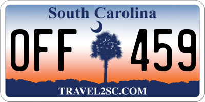 SC license plate OFF459