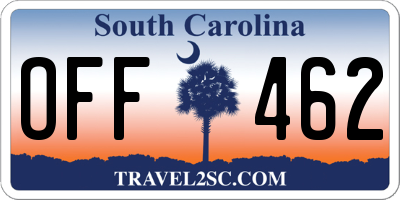 SC license plate OFF462