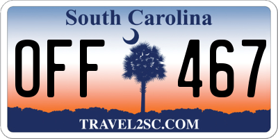 SC license plate OFF467