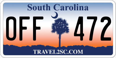 SC license plate OFF472