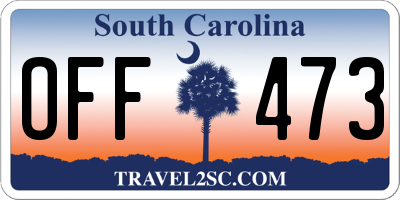 SC license plate OFF473
