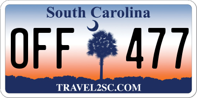 SC license plate OFF477