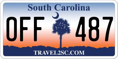 SC license plate OFF487