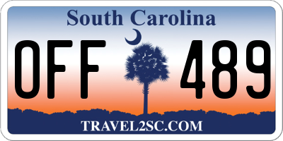 SC license plate OFF489