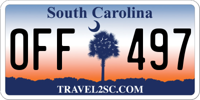 SC license plate OFF497