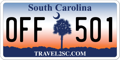 SC license plate OFF501