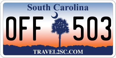 SC license plate OFF503