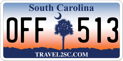 SC license plate OFF513