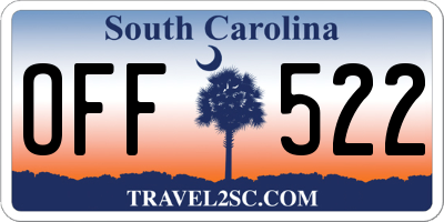SC license plate OFF522
