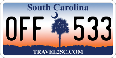 SC license plate OFF533