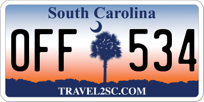 SC license plate OFF534
