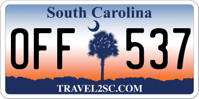 SC license plate OFF537
