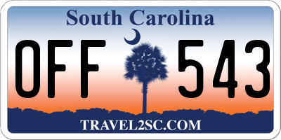 SC license plate OFF543