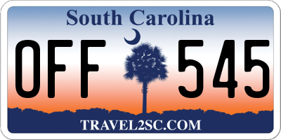 SC license plate OFF545
