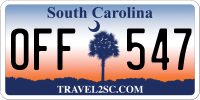 SC license plate OFF547