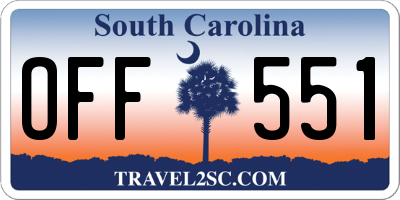 SC license plate OFF551