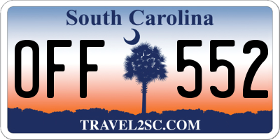 SC license plate OFF552