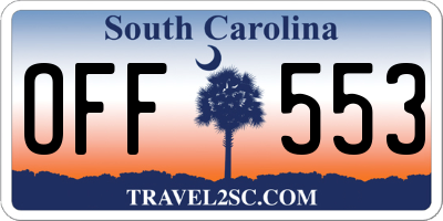 SC license plate OFF553