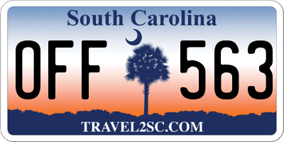 SC license plate OFF563