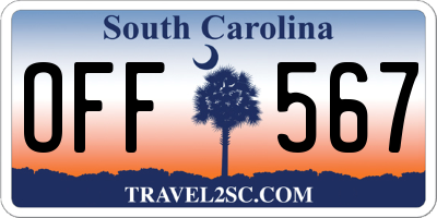 SC license plate OFF567
