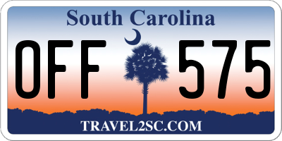 SC license plate OFF575