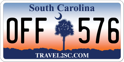 SC license plate OFF576
