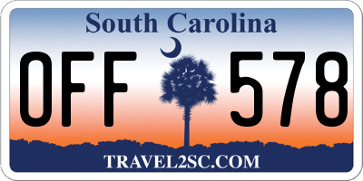 SC license plate OFF578
