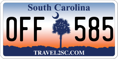 SC license plate OFF585