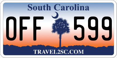 SC license plate OFF599