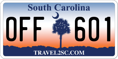 SC license plate OFF601