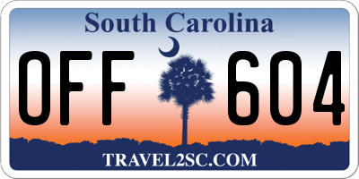 SC license plate OFF604
