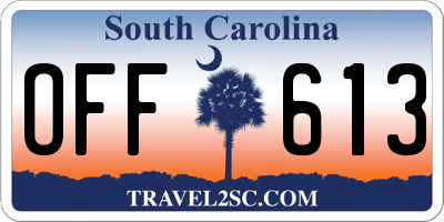 SC license plate OFF613