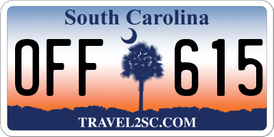 SC license plate OFF615