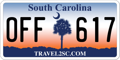 SC license plate OFF617