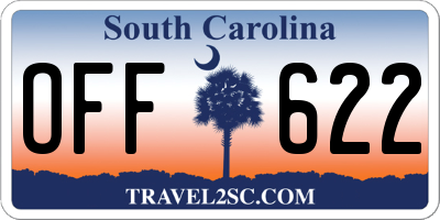 SC license plate OFF622
