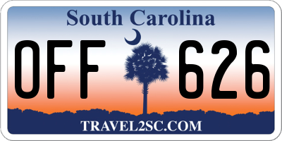 SC license plate OFF626