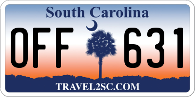 SC license plate OFF631