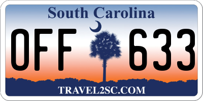 SC license plate OFF633