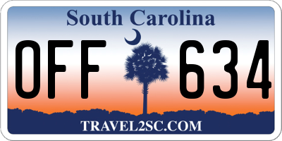 SC license plate OFF634