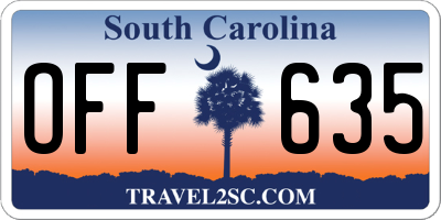 SC license plate OFF635