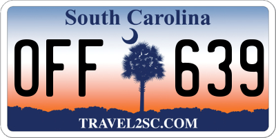 SC license plate OFF639