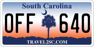 SC license plate OFF640