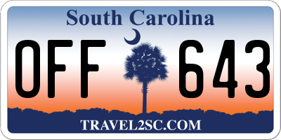SC license plate OFF643