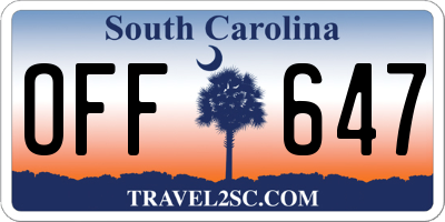 SC license plate OFF647