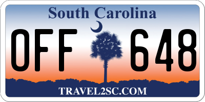 SC license plate OFF648